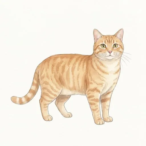 Il gatto diventato un personaggio ad acquerello.